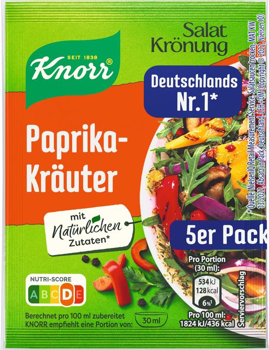 Knorr Salatkrönung Paprika Kräuter Dressing 5er-Pack ergibt 450 ml (62 g)