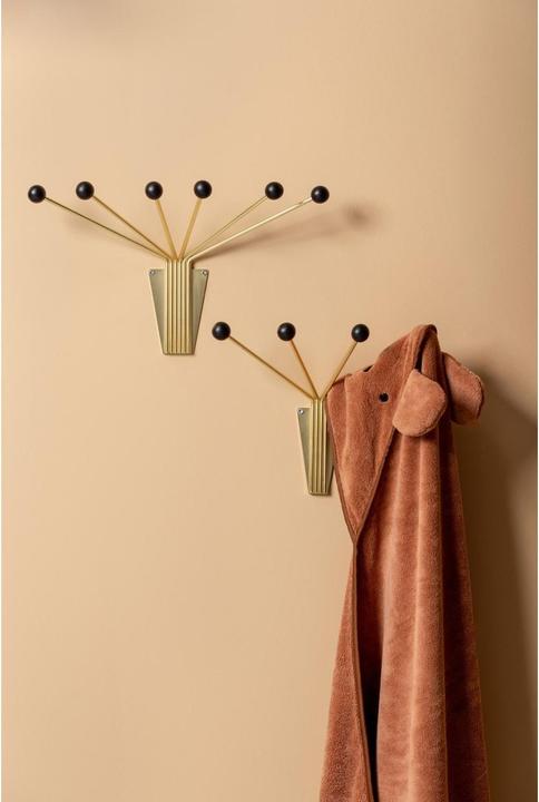 Actual product image present time Wall hook Neptune Small 4 hooks, gold/black, Conscious