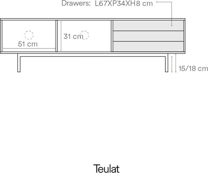 Image du produit Teulat Buffet Sierra noir/chêne 180 x 52 cm