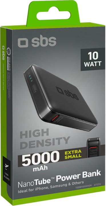 Image du produit SBS Banque d'alimentation 5.000mAh haute densité (5000 mAh, 10 W, 19.25 Wh)