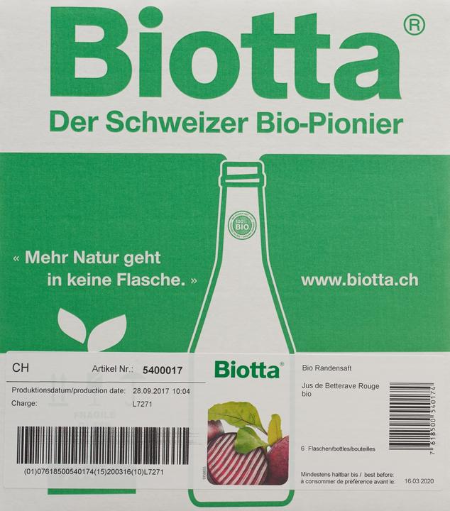 Image du produit Biotta Betterave rouge (6 x 50 cl)