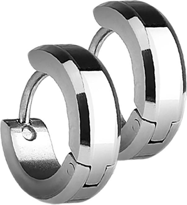 Star Piercing Ohrring zum Klappen silber mit 2 silbernen Seitenstreifen (ohne Messing, Chirurgenstahl 316L)