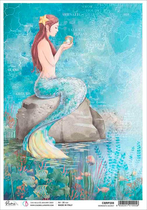Produktbild Ciao Bella Motiv-Strohseide "Meerjungfrau", ca. 30 x 21,5 cm (28 g/m², 1 x)