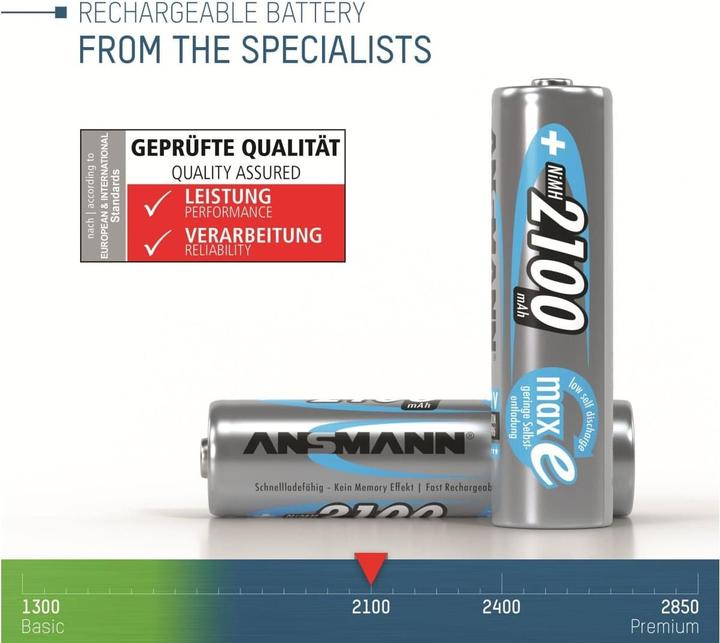 Produktbild Ansmann Mignon (AA)-Akku NiMH maxE 6 + (8 Stk., AA, 2100 mAh)