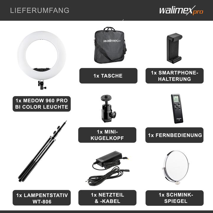 Actual product image Walimex Medow 960 Pro Set incl. lamp tripod (Ring light)