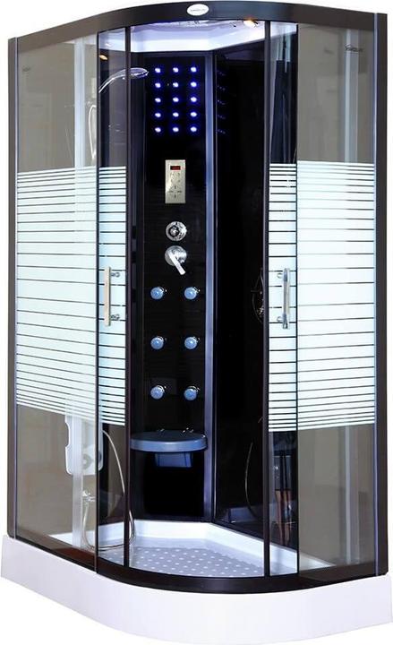 Home Deluxe Dampfdusche mit Wasserfall Dampfsauna MANTA BLACK XL, 120x80x220cm - Rechts