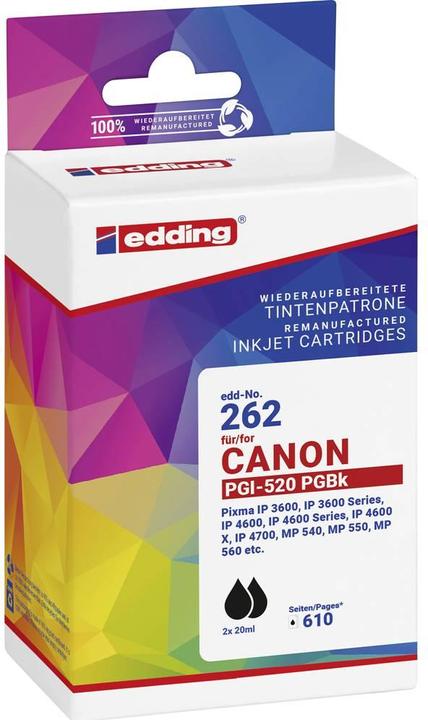 Image du produit Edding Cartouche Remplace Canon PGI-520BK Pack Double Compatible Noir ED