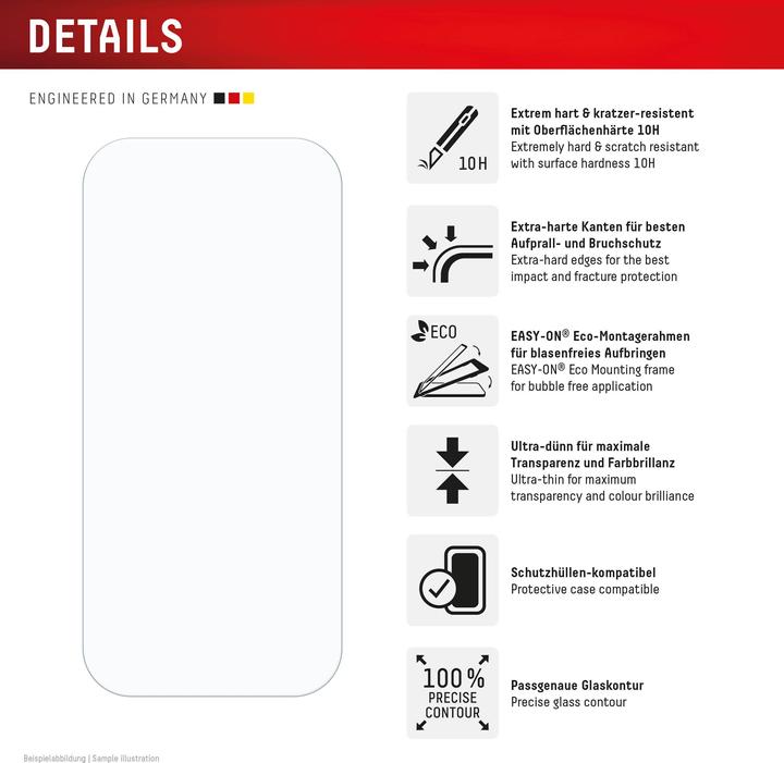 Nährwerte und Zutaten Displex Real Glass, 2D Panzerglas + Handyhülle (1 Stück, Apple iPhone 16 Pro)