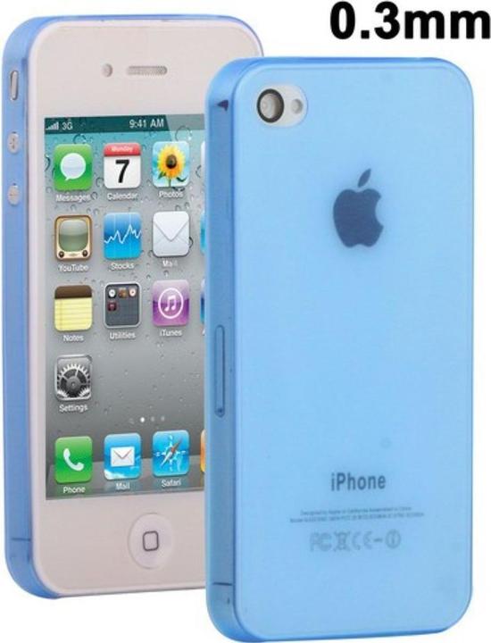 Produktbild König Design Schutzhülle Hard Case Hülle für Handy Apple iPhone 4 & 4S Blau transparent (Apple iPhone 4, LG G4s)