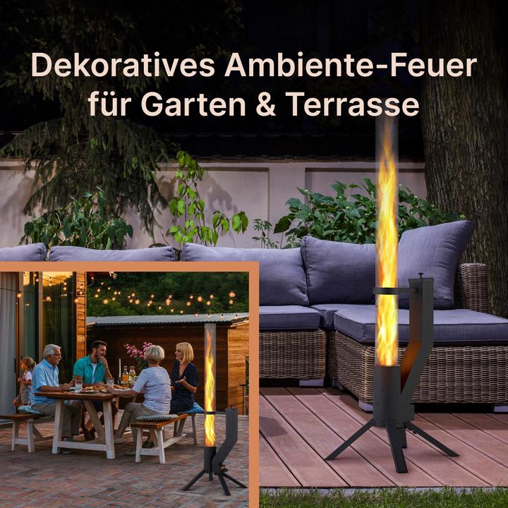 Produktbild Gardenflare Feuerrohr – elegante Edelstahl Feuersäule und Pelletfackel - silber