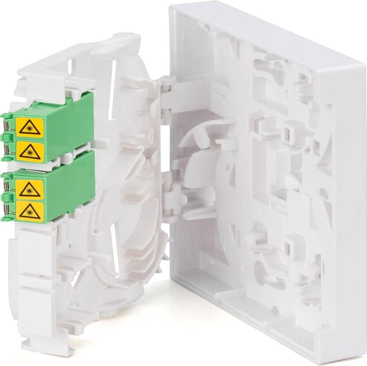 Actual product image Digitus FTTH housing with 2x LC (APC) DX adapter wall and DIN rail mounting