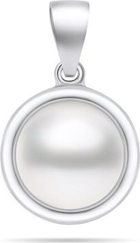 Brilio Silver - Minimalist silver pendant with genuine pearl PT89W