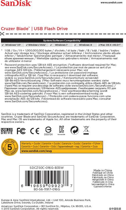 Immagine prodotto SanDisk Cruzer Blade (16 GB, USB-A)