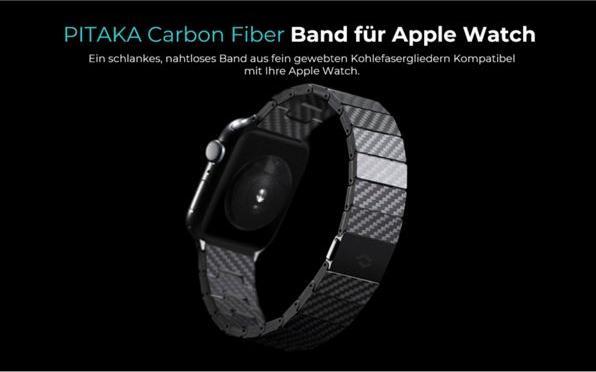 Actual product image Pitaka Carbon Fiber Link Bracelet Modern Strap 38-40mm (38 mm, 40 mm, Carbon fibre)
