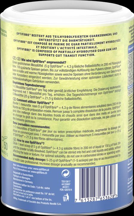 Valori nutrizionali e ingredienti Optifibre Polvere (nuovo) (1 Pezzo/i, Polvere, 250 g)