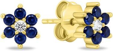 Brilio Silver - Charming gold-plated earrings with blue zircons EA846YB