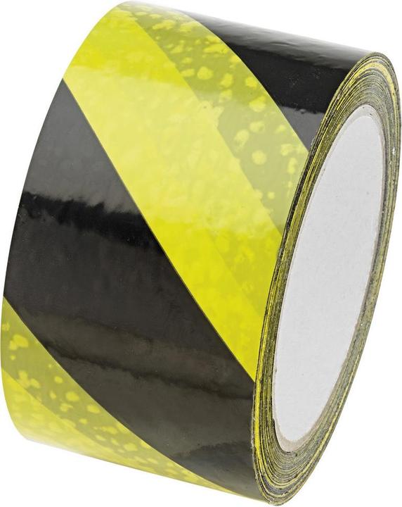 Actual product image IKS PVC warning tape self-adhesive, 66 m x 60 mm, yellow/black (60 mm)