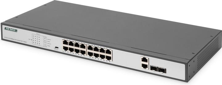 Produktbild Digitus 16-Port Fast Ethernet PoE Switch, 19 Zoll, Unmanaged, 2 Uplinks (16 Ports)