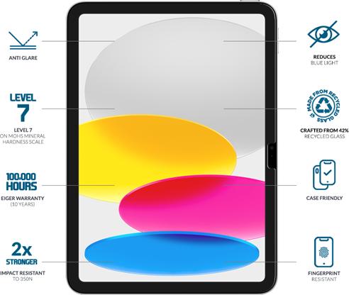 Actual product image Eiger Anti-reflektierendes Glas mit Blaulicht-Filter Full Screen Fit Mountain Blue Tablet Screen P (1 Piece, iPad 10.9 (2022))