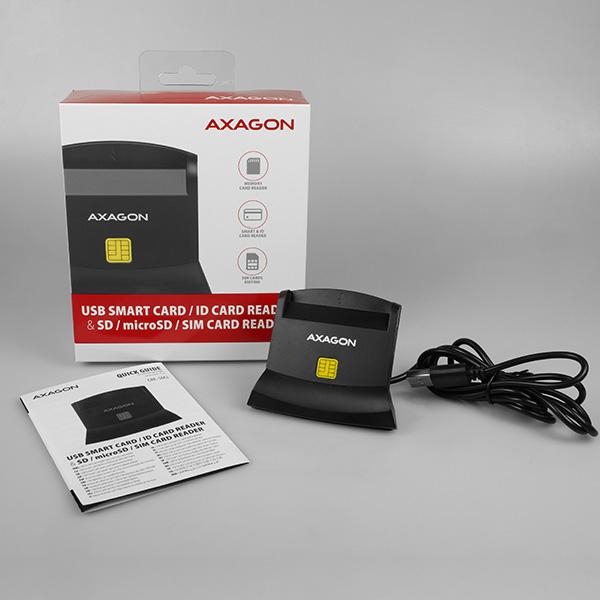 Produktbild Axagon CRE-SM2 USB Smart Card und SD/microSD/SIM Card Reader - USB 2.0 (USB 2.0)