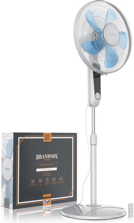 Immagine prodotto Brandson Ventilatore a piantana 40 cm Ø, telecomando, display, oscillazione, regolabile in altezza e in (57 dB)