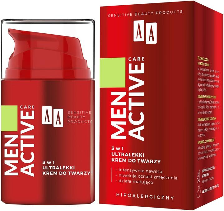 Oceanic Aa Men Active Care 3In1 Ultralight Face Cream 50Ml (50 ml, 24h Creme)