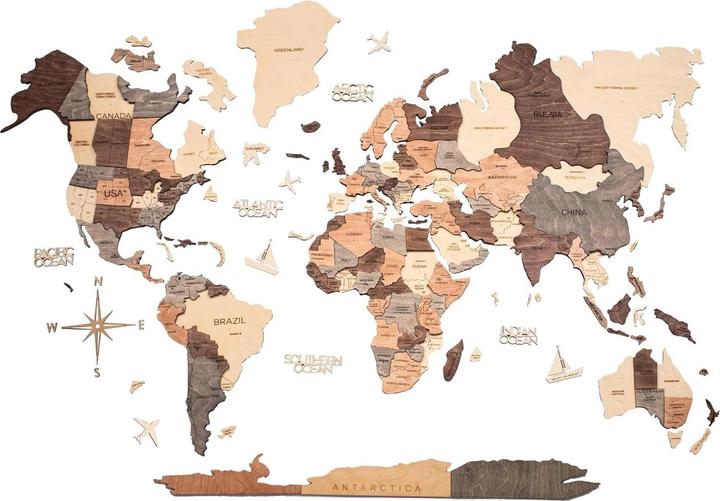 Image du produit Enjoy The Wood Carte du monde en 3D (90 x 150 cm)