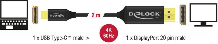 Image du produit Delock DisplayPort — USB Typ C (2 m, USB Type C, DisplayPort)