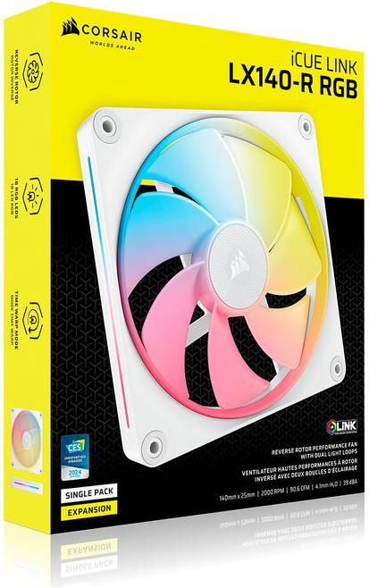 Actual product image Corsair LX-R RGB Series, iCUE LINK LX140-R RGB White, 140mm RGB Fan, Single Fan (140 mm, 1 x)