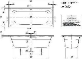 Produktbild Villeroy & Boch V&B Einbauwanne AVENTO R-eck1600x700mm we (132 l, 160 cm, 70 cm)