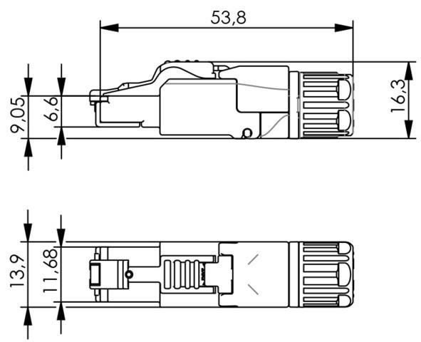 Actual product image Telegärtner Connector, TP/RJ45, field attachable, CAT6A, MFP8-IE T568B, 5.5-10mm cable diameter
