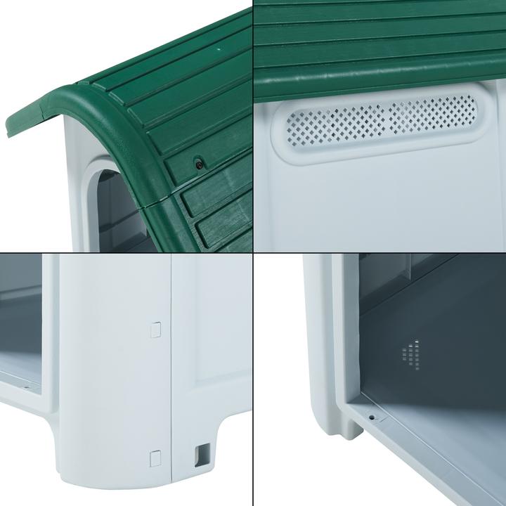 Actual product image En.Casa Hundehütte Bello 75x59x66 cm Weiss/Grün (Dog kennel)