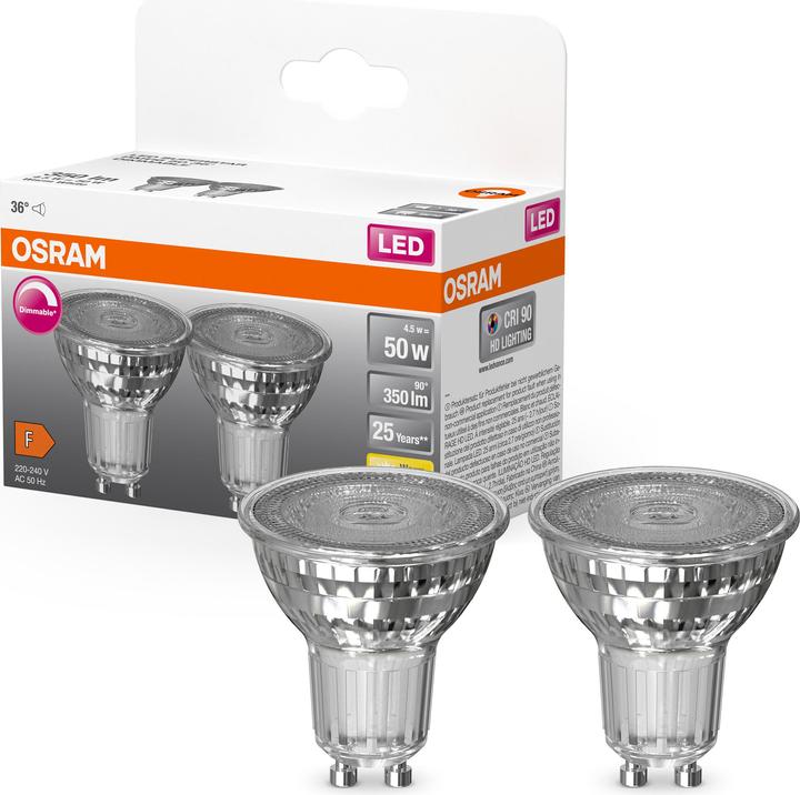 Image du produit Osram Superstar (GU10, 4.50 W, 350 lm, 2 x, F)