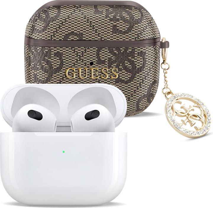 Actual product image Guess Case for Airpods 3 4G Script with glittering charm with rhinestone embellishment (Headphone sleeve)