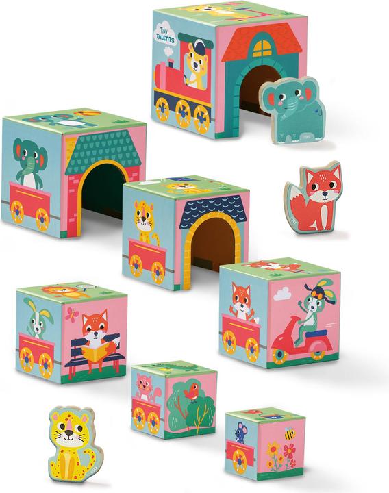 Image du produit Ses Tiny Talents Stacking Blocks Tour avec des figurines d'animaux