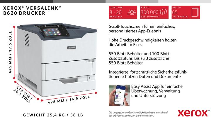 Actual product image Xerox VersaLink B620 A4 61ppm Duplex Printer P (Laser, Black and white)