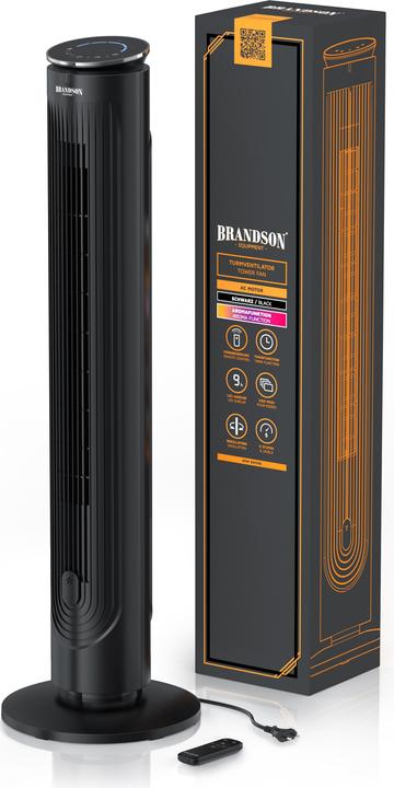 Actual product image Brandson Turmventilator, Fernbedienung, Aromafach, 40 W, Oszillation, 3 Modi, Timer, leise, Standventilator (40 dB)