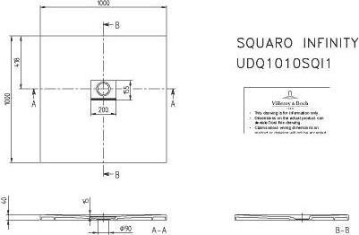 Produktbild Villeroy & Boch V&B Duschwanne SQUARO INFINITY Quadrat 1000x1000x40mm grau