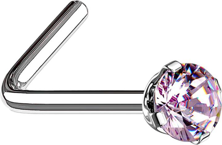 Immagine prodotto Star Piercing Borchia nasale angolata in argento con cristallo rotondo rosa incastonato (senza ottone)