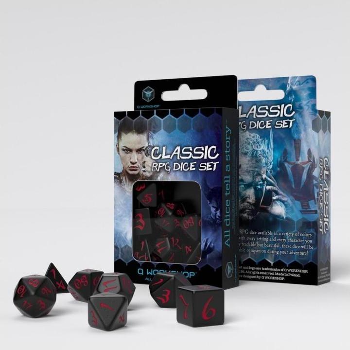 Produktbild Q Workshop SCLE06 - Classic RPG schwarz & Rot, Würfelset (7 Stück)
