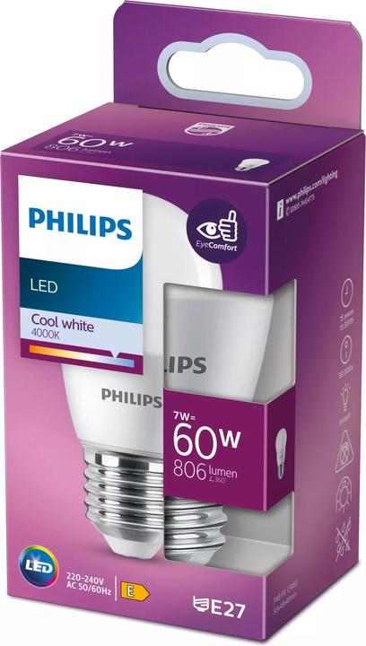 Image du produit Philips LED 60W P48 E27 CW FR ND 1PF/10 (E27, 7 W, 806 lm, 1 x, E)