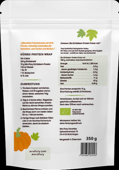 Nährwerte und Zutaten Mrs Flury Bio Kürbiskern Proteinpulver (Kürbiskerne, 1 Stk., 350 g)