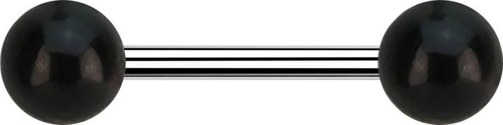 Star Piercing Barbell silber mit zwei Kugeln aus schwarzem Horn (ohne Messing, Chirurgenstahl 316L)