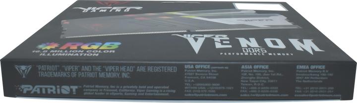 Produktbild Patriot Viper Venom RGB 32GB DDR5 6200-40, PVVR532G620C40K (2 x 16GB, 6200 MHz, DDR5-RAM, DIMM)