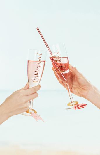 Actual product image Partydeco Glass stickers "Bride & Bridesmaid", rose gold (1 pkt / 6 pc.)