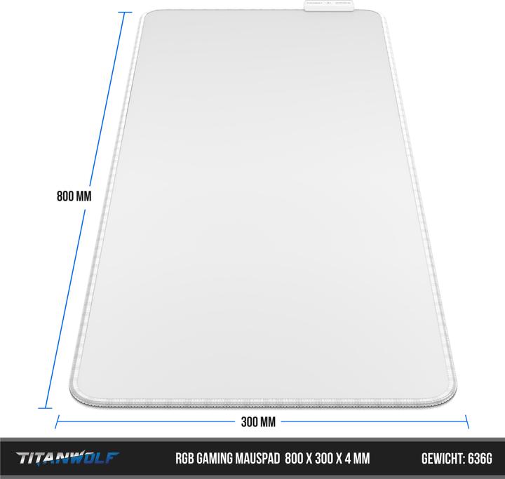 Image du produit Titanwolf Tapis de souris de jeu RGB, tapis de souris XL 800 x 300mm améliore la précision et la vitesse (XL)
