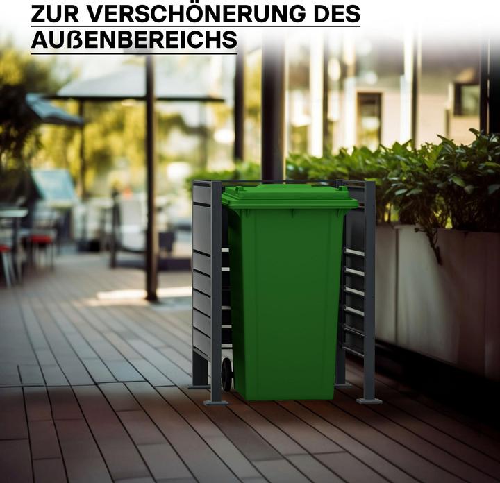Produktbild Wiltec Mülltonnenzaun für eine Tonne Anthrazit Mülltonnenbox 60-240l Sichtschutz