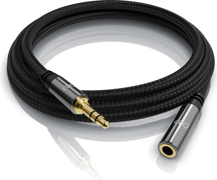 Immagine prodotto Primewire Prolunga del cavo jack AUX, cavo di collegamento audio, accoppiamento con guaina in nylon, jack a (7.50 m, Connettore da 3,5 mm (AUX))