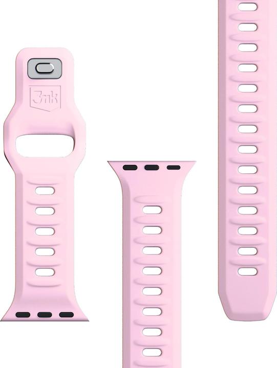 Actual product image 3MK Silicone Watch Strap Powder Pink dla Apple Watch 42/44/45/49 mm