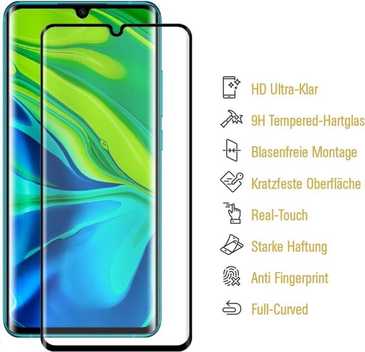 Actual product image Protectorking 1x real tempered 9H armoured glass 3D CLEAR (4 Piece, Mi Note 10 Lite)